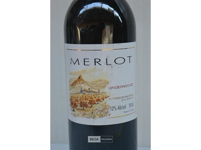 1x750ml merlot vin de pays doc, 2002, franse wijn, 12% - afbeelding 2 van  3