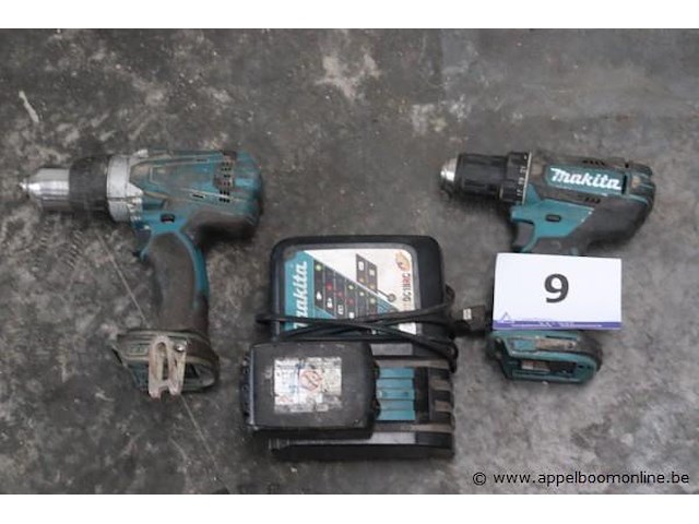 2 accu boormachines makita, vv batterij en oplader - afbeelding 1 van  1