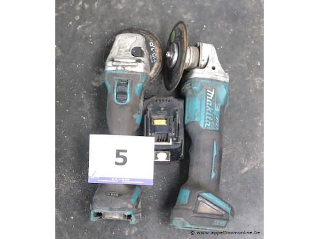 2 accu haakse slijptollen makita, vv 1 batterij, werking niet gekend - afbeelding 1 van  1