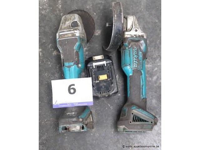 2 accu haakse slijptollen makita, vv 1 batterij, werking niet gekend - afbeelding 1 van  1