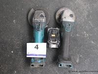 2 accu haakse slijptollen makita, w dg 506, vv 1 batterij, werking niet gekend - afbeelding 1 van  2