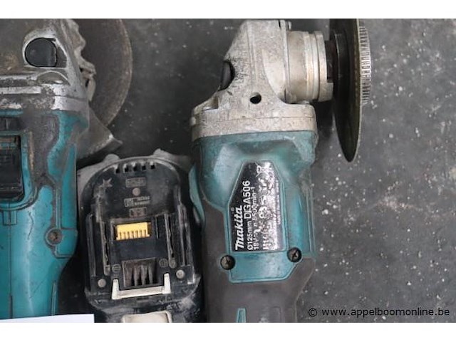 2 accu haakse slijptollen makita, w dg 506, vv 1 batterij, werking niet gekend - afbeelding 2 van  2