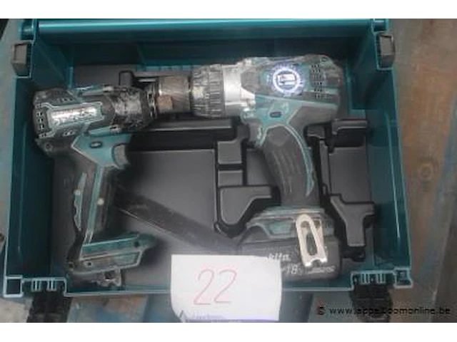 2 accu handgereedschappen makita dhp458 en dtd129, 1 batterij, werking niet gekend - afbeelding 1 van  3