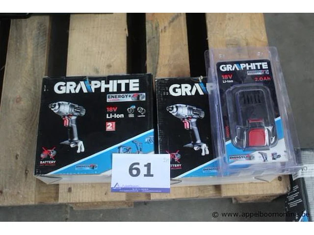 2 accu schroefmachines graphite, 58g012 + extra accu - afbeelding 1 van  3