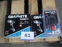 2 accu schroefmachines graphite, 58g012 + extra accu - afbeelding 1 van  3