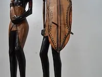 2 afrikaanse beeldjes op marmeren voet afm. ca. 50cm - afbeelding 4 van  4
