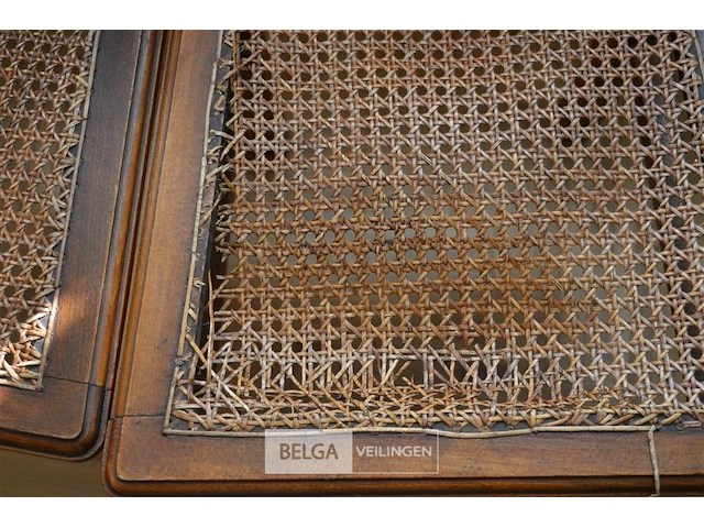 2 antiek houten stoelen met rieten zitvlak - beschadigd - afbeelding 3 van  4