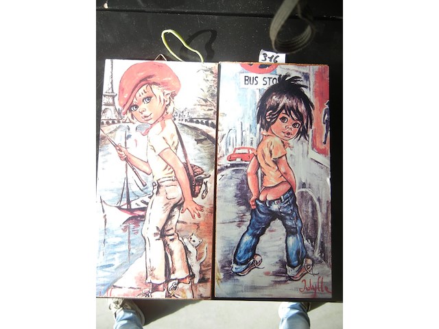 2 beschilderde houten panelen - afbeelding 2 van  2