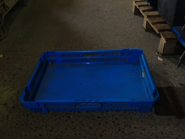 2 blauwe diepe, 1 halfdiepe en 1 platte stapelbakken - afbeelding 1 van  2