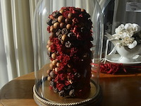 2 bloemstukken onder stolp, 2 porseleinen vazen, glazen drinkset met karaf - afbeelding 2 van  9