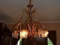 2 bronkleurige luster 12 lichtpunten, 2 goudkleurige lusters glazen kapjes 6 lichtpunten, ronde luster 1 lichtpunt, goudkleurige luster 5 lichtpunten glazen kapjes - afbeelding 2 van  12
