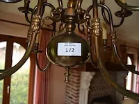 2 bronkleurige luster 12 lichtpunten, 2 goudkleurige lusters glazen kapjes 6 lichtpunten, ronde luster 1 lichtpunt, goudkleurige luster 5 lichtpunten glazen kapjes - afbeelding 8 van  12