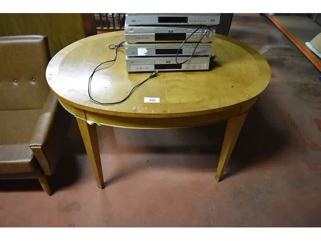 2 bruin lederen bijzetzetels, ovale tafel - afbeelding 7 van  8