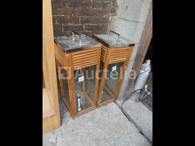 2 buxuslampen, teakhouten structuur - afbeelding 2 van  4
