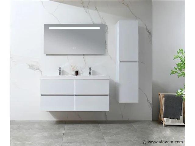 2-delig duo-badkamermeubel (120cm) - hoogglans wit - afbeelding 2 van  9