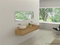 2-delig duo-badkamermeubel (180cm) - licht hout decor - incl. kranen - afbeelding 1 van  9