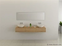 2-delig duo-badkamermeubel (180cm) - licht hout decor - incl. kranen - afbeelding 3 van  9