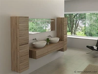 2-delig duo-badkamermeubel (180cm) - licht hout decor - incl. kranen - afbeelding 5 van  9