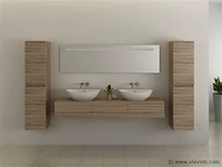 2-delig duo-badkamermeubel (180cm) - licht hout decor - incl. kranen - afbeelding 6 van  9