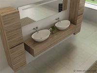 2-delig duo-badkamermeubel (180cm) - licht hout decor - incl. kranen - afbeelding 7 van  9