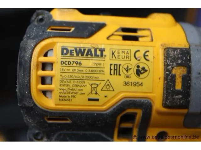 2 div accu boormachines dewalt dcd796 en dcd709, 1 accu, in koffer, werking niet gekend - afbeelding 3 van  4