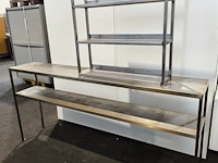 2 div. rvs opbergstellingen, afm. 200x35x94cm en 80x20x90cm, gesch. voor montage op werktafels - afbeelding 1 van  3