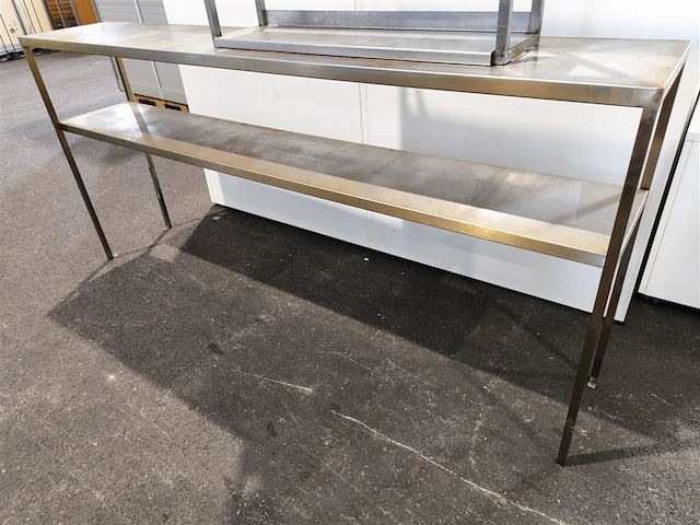 2 div. rvs opbergstellingen, afm. 200x35x94cm en 80x20x90cm, gesch. voor montage op werktafels - afbeelding 3 van  3