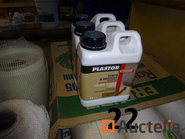 2 dozen eiken parket, 1 set behang, 3 blikken parketbeits (plastor), 1 set worm- en tassotvezels - afbeelding 3 van  5