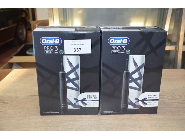 2 elektrische tandenborstels braun oral b pro 3 3500 design edition black (b435) - afbeelding 1 van  5