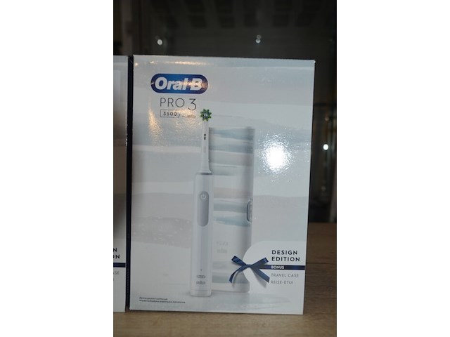 2 elektrische tandenborstels braun oral b pro 3 3500 design edition striking grey (b435) - afbeelding 3 van  4