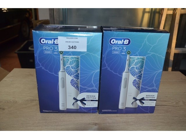 2 elektrische tandenborstels braun oral b pro 3 3500 design edition white (b435) - afbeelding 1 van  5