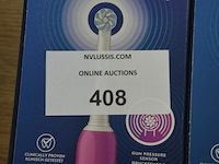 2 elektrische tandenborstels braun oral b pro junior 6+ purple and green (b435) - afbeelding 2 van  5