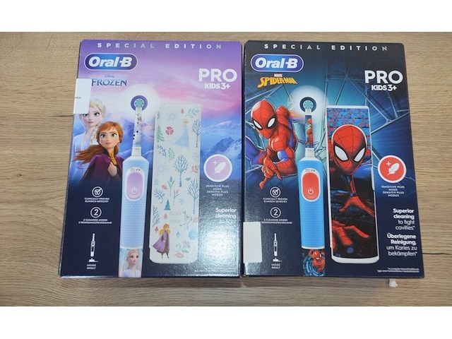 2 elektrische tandenborstels braun oral b pro kids 3+ special edition frozen and spiderman (b435) - afbeelding 1 van  6