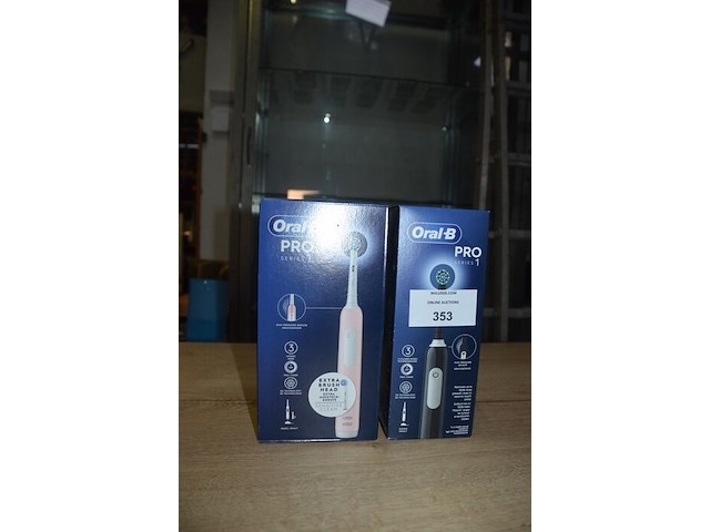 2 elektrische tandenborstels braun oral b pro series 1 pink en black (b435) - afbeelding 1 van  4
