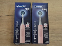 2 elektrische tandenborstels braun oral b pro series 3 rose pink (b435) - afbeelding 1 van  4