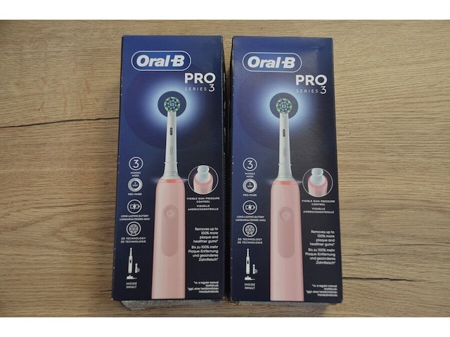 2 elektrische tandenborstels braun oral b pro series 3 rose pink (b435) - afbeelding 1 van  4
