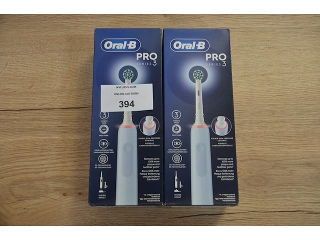 2 elektrische tandenborstels braun oral b pro series 3 vapor blue (b435) - afbeelding 1 van  4