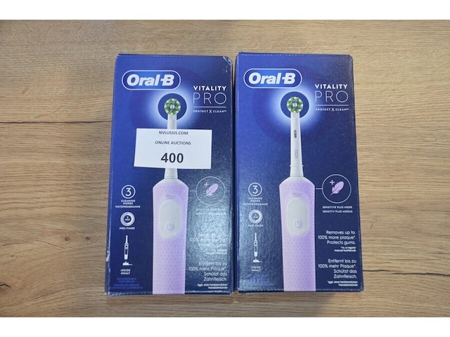 2 elektrische tandenborstels braun oral b vitality pro protect x clean lilac mist (b435) - afbeelding 1 van  4