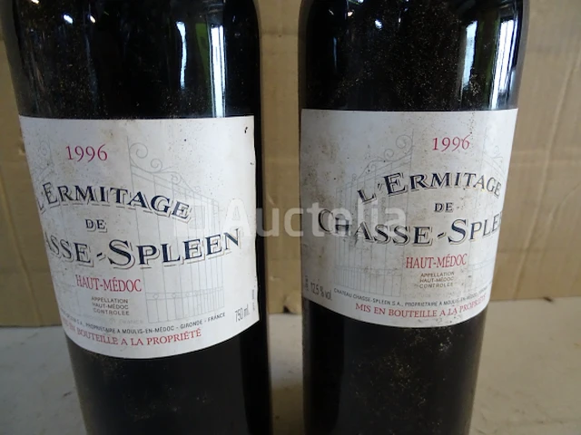 2 flesjes haut-médoc l'ermitage de chasse-spleen 1996 - afbeelding 3 van  3