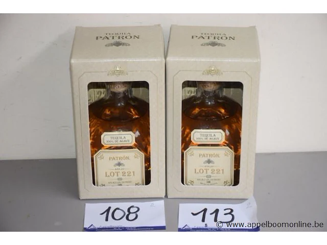 2 flessen à 70cl tequilla patron lot 221 40% - afbeelding 1 van  2