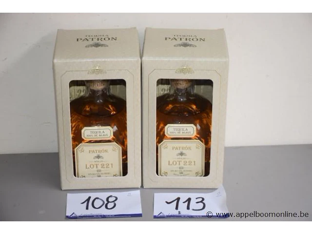 2 flessen à 70cl tequilla patron lot 221 40% - afbeelding 1 van  2