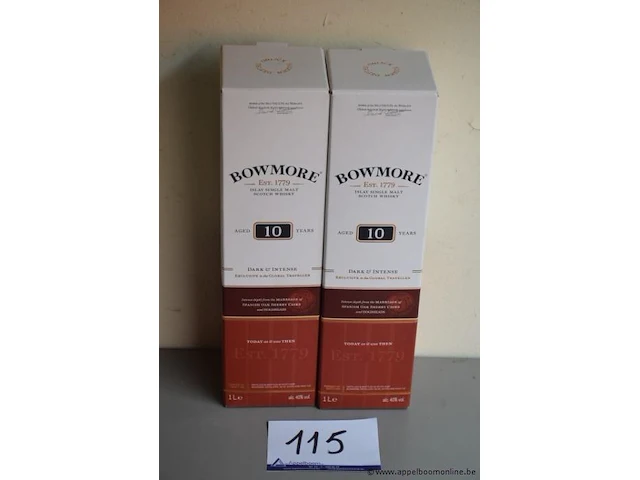 2 flessen à 70cl whiksy bowmore 10 yr 43% - afbeelding 1 van  2