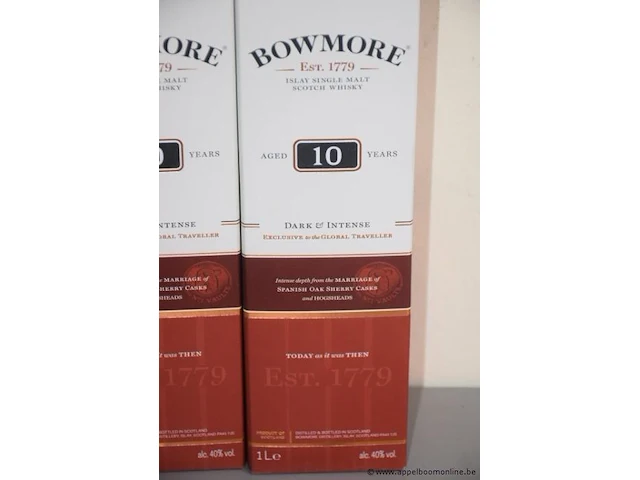 2 flessen à 70cl whiksy bowmore 10 yr 43% - afbeelding 2 van  2