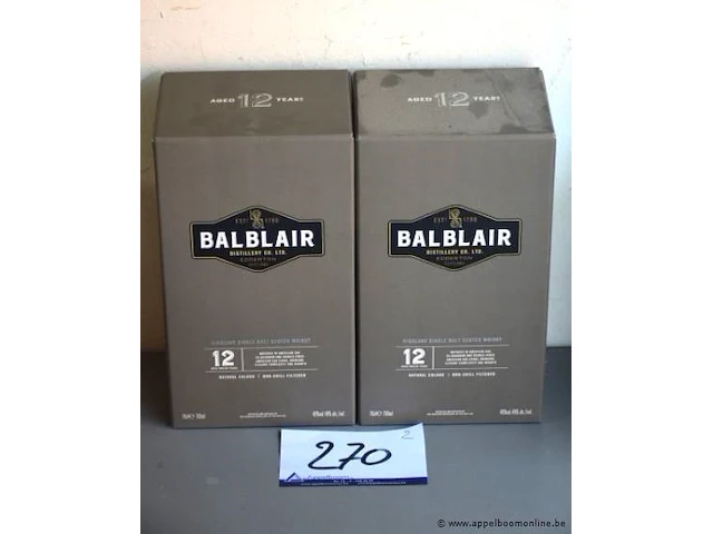 2 flessen à 70cl whisky balbair 12yr 46% - afbeelding 1 van  2