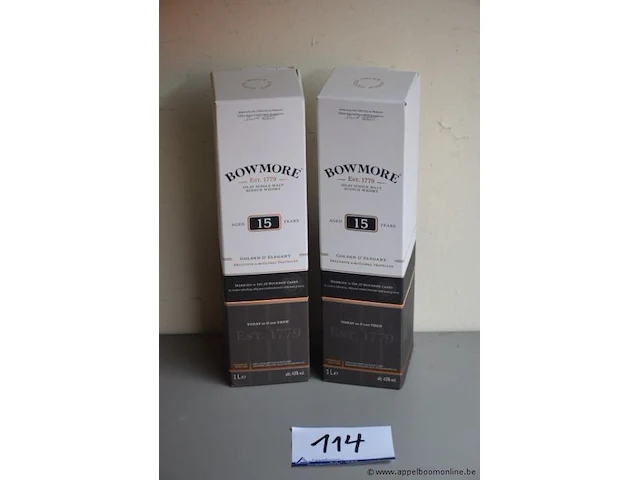 2 flessen à 70cl whisky bowmore 15 yr 43% - afbeelding 1 van  2