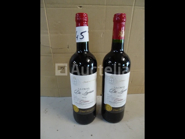 2 flessen bordeaux graves la croix de leyran 2015 - afbeelding 1 van  4