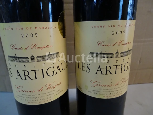 2 flessen bordeaux les artigaux graves de vayres 2009 - afbeelding 3 van  4