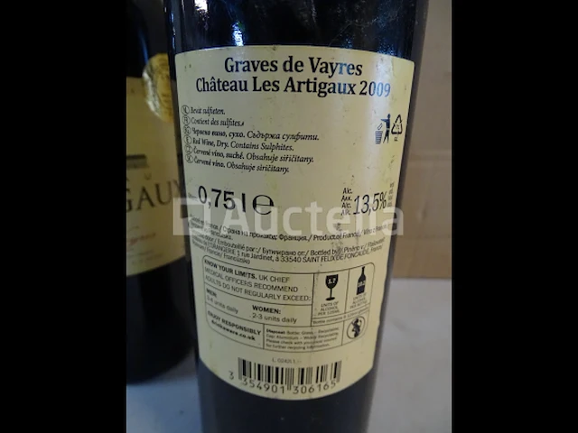 2 flessen bordeaux les artigaux graves de vayres 2009 - afbeelding 4 van  4