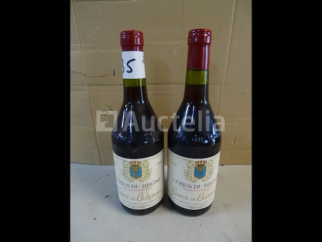 2 flessen côtes du rhône comté de chamfort 1985 - afbeelding 1 van  3