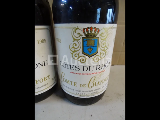 2 flessen côtes du rhône comté de chamfort 1985 - afbeelding 2 van  3